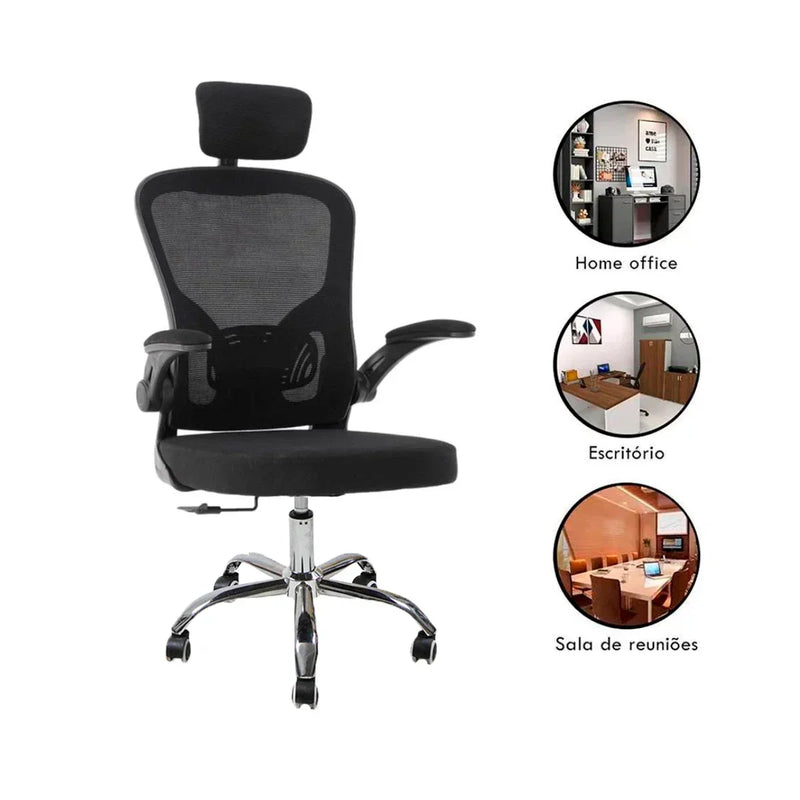 Kit com 2 Cadeiras de Escritório Giratórias Diretor Vita Preto
